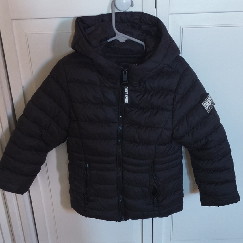 DKNY Kids Black Hooded Puffer Coat